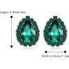 imageBriLove Womens Fashion Crystal Teardrop Oval Stud Earrings for Paryt PromEmerald Color BlackTone