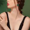 imageBriLove Womens Fashion Crystal Teardrop Oval Stud Earrings for Paryt PromEmerald Color BlackTone
