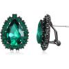 imageBriLove Womens Fashion Crystal Teardrop Oval Stud Earrings for Paryt PromEmerald Color BlackTone