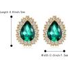 imageBriLove Womens Fashion Crystal Teardrop Oval Stud Earrings for Paryt PromEmerald Color GoldTone