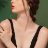imageBriLove Womens Fashion Crystal Teardrop Oval Stud Earrings for Paryt PromEmerald Color GoldTone