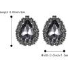 imageBriLove Womens Fashion Crystal Teardrop Oval Stud Earrings for Paryt PromGrey BlackTone