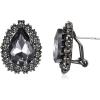 imageBriLove Womens Fashion Crystal Teardrop Oval Stud Earrings for Paryt PromGrey BlackTone