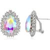 imageBriLove Womens Fashion Crystal Teardrop Oval Stud Earrings for Paryt PromIridescent AB SilverTone