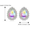 imageBriLove Womens Fashion Crystal Teardrop Oval Stud Earrings for Paryt PromIridescent AB SilverTone