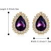imageBriLove Womens Fashion Crystal Teardrop Oval Stud Earrings for Paryt PromPurple Color GoldTone