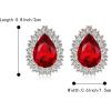 imageBriLove Womens Fashion Crystal Teardrop Oval Stud Earrings for Paryt PromRuby Color SilverTone