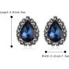 imageBriLove Womens Fashion Crystal Teardrop Oval Stud Earrings for Paryt PromSapphire Color AntiqueSilvertone