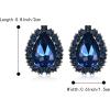 imageBriLove Womens Fashion Crystal Teardrop Oval Stud Earrings for Paryt PromSapphire Color BlackTone