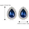 imageBriLove Womens Fashion Crystal Teardrop Oval Stud Earrings for Paryt PromSapphire Color SilverTone
