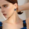 imageBriLove Womens Fashion Crystal Teardrop Oval Stud Earrings for Paryt PromSapphire Color SilverTone