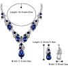 imageBriLove Womens Wedding Bridal Crystal Multi Teardrop Cluster Statement Necklace Dangle Earrings Set01Navy Blue SilverTone