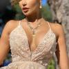 imageBriLove Womens Wedding Bridal Crystal Multi Teardrop Cluster Statement Necklace Dangle Earrings Set02Champagne GoldTone