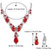 imageBriLove Womens Wedding Bridal Crystal Multi Teardrop Cluster Statement Necklace Dangle Earrings Set03Ruby Color SilverTone