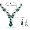 imageBriLove Womens Wedding Bridal Crystal Multi Teardrop Cluster Statement Necklace Dangle Earrings Set04Emerald Color SilverTone