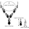 imageBriLove Womens Wedding Bridal Crystal Multi Teardrop Cluster Statement Necklace Dangle Earrings Set05Black SilverTone