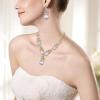 imageBriLove Womens Wedding Bridal Crystal Multi Teardrop Cluster Statement Necklace Dangle Earrings SetClear GoldTone
