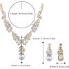 imageBriLove Womens Wedding Bridal Crystal Multi Teardrop Cluster Statement Necklace Dangle Earrings SetClear GoldTone