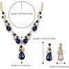 imageBriLove Womens Wedding Bridal Crystal Multi Teardrop Cluster Statement Necklace Dangle Earrings SetSapphire Color GoldTone