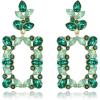 imageBriLove Art Deco Sparkly Rhinestone Marquise Teardrop Rectangle Geometric Statement Dangle Earrings for Women Party Prom AccessoriesEmerald Color GoldToned