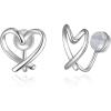 imageBriLove Dainty Simple 925 Sterling Silver Stud Earrings for WomenClassic HeartCelticButterfly Jewelry Gifts for Birthday Anniversary02Clip On Heart
