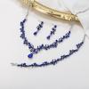 imageBriLove Bridal Jewelry Set for WomenShiny Rhinestone Teardrop Leaf Cluster Statement Necklace Dangle Drop Earrings Link Bracelet for Wedding Party Prom AccessoriesNavy Blue SilverTone