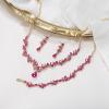 imageBriLove Bridal Jewelry Set for WomenShiny Rhinestone Teardrop Leaf Cluster Statement Necklace Dangle Drop Earrings Link Bracelet for Wedding Party Prom AccessoriesHot Pink GoldTone