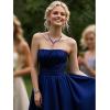 imageBriLove Bridal Jewelry Set for WomenShiny Rhinestone Teardrop Leaf Cluster Statement Necklace Dangle Drop Earrings Link Bracelet for Wedding Party Prom AccessoriesNavy Blue SilverTone