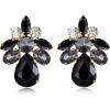 imageBriLove ClipOn Earrings Elegant Stunning Teardrop Crystal Rhinestone Cluster Statement Jewelry for Women Party PromBlack GoldTone
