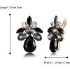 imageBriLove ClipOn Earrings Elegant Stunning Teardrop Crystal Rhinestone Cluster Statement Jewelry for Women Party PromBlack GoldTone