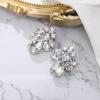 imageBriLove ClipOn Earrings Elegant Stunning Teardrop Crystal Rhinestone Cluster Statement Jewelry for Women Party PromClear SilverTone