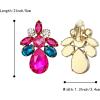 imageBriLove ClipOn Earrings Elegant Stunning Teardrop Crystal Rhinestone Cluster Statement Jewelry for Women Party PromHot Pink GoldTone