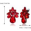 imageBriLove ClipOn Earrings Elegant Stunning Teardrop Crystal Rhinestone Cluster Statement Jewelry for Women Party PromRuby Color BlackTone