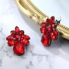 imageBriLove ClipOn Earrings Elegant Stunning Teardrop Crystal Rhinestone Cluster Statement Jewelry for Women Party PromRuby Color BlackTone