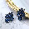 imageBriLove ClipOn Earrings Elegant Stunning Teardrop Crystal Rhinestone Cluster Statement Jewelry for Women Party PromSapphire Color BlackTone