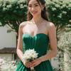 imageBriLove Wedding Jewelry Set for Women Bride Gorgeous Stunning Crystal Flower Leaf Cluster Choker Necklace Link Bracelet Stud Earrings Bridal BridesmaidGreen GoldTone