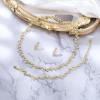 imageBriLove Wedding Jewelry Set for Women Bride Gorgeous Stunning Crystal Flower Leaf Cluster Choker Necklace Link Bracelet Stud Earrings Bridal BridesmaidClear GoldTone