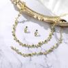 imageBriLove Wedding Jewelry Set for Women Bride Gorgeous Stunning Crystal Flower Leaf Cluster Choker Necklace Link Bracelet Stud Earrings Bridal BridesmaidGreen GoldTone