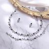 imageBriLove Wedding Jewelry Set for Women Bride Gorgeous Stunning Crystal Flower Leaf Cluster Choker Necklace Link Bracelet Stud Earrings Bridal BridesmaidBlack SilverTone