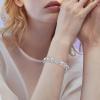 imageBriLove Womens Wedding Bridal Crystal Rhinestone Beaded Stretch Bangle Bracelet01Clear SilverTone
