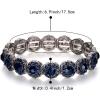 imageBriLove Womens Wedding Bridal Crystal Rhinestone Beaded Stretch Bangle Bracelet02Sapphire Color BlackTone
