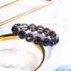 imageBriLove Womens Wedding Bridal Crystal Rhinestone Beaded Stretch Bangle Bracelet02Sapphire Color BlackTone