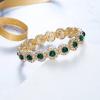 imageBriLove Womens Wedding Bridal Crystal Rhinestone Beaded Stretch Bangle Bracelet03Emerald Color Goldtone
