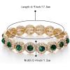 imageBriLove Womens Wedding Bridal Crystal Rhinestone Beaded Stretch Bangle Bracelet03Emerald Color Goldtone