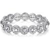 imageBriLove Womens Wedding Bridal Crystal Rhinestone Beaded Stretch Bangle Bracelet01Clear SilverTone