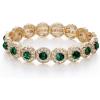 imageBriLove Womens Wedding Bridal Crystal Rhinestone Beaded Stretch Bangle Bracelet03Emerald Color Goldtone