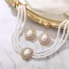 imageBriLove 1920s Gatsby Faux Pearls Jewelry for Costume PartyGorgeous Rhinestone Layered Chunky Vintage Inspired Simulated Pearl Necklace Stud Earrings Set for Party Prom Accessories3 Layered