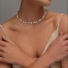 imageBriLove Baroque Freshwater Cultured Pearl Necklace for Women Gorgeous Elegant Real Pearls Choker Strand Necklaces for Wedding Outfit Party Prom GiftTurquoise