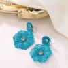 imageBriLove Bohemian Boho Flower Dangle Earrings for Women Exaggerated Hollow Flora Statement Earrings for Summer Refreshing Seaside Idyllic HolidayBlue GoldTone