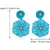 imageBriLove Bohemian Boho Flower Dangle Earrings for Women Exaggerated Hollow Flora Statement Earrings for Summer Refreshing Seaside Idyllic HolidayBlue GoldTone